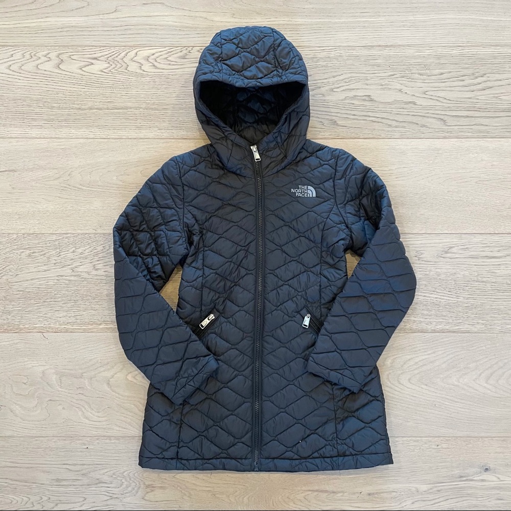 The North Face Quilted Black Parka Jacket Girls S 7/8 Thermoball Eco